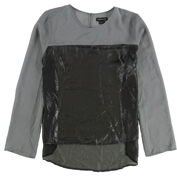 Obey Propaganda Womens Sheer Metallic Colorblock Pullover Blouse, Metallic, Medium