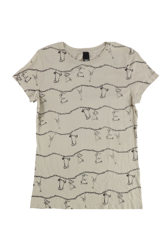 Womens Skeleton Key Charm Graphic T-Shirt, Brown, Medium