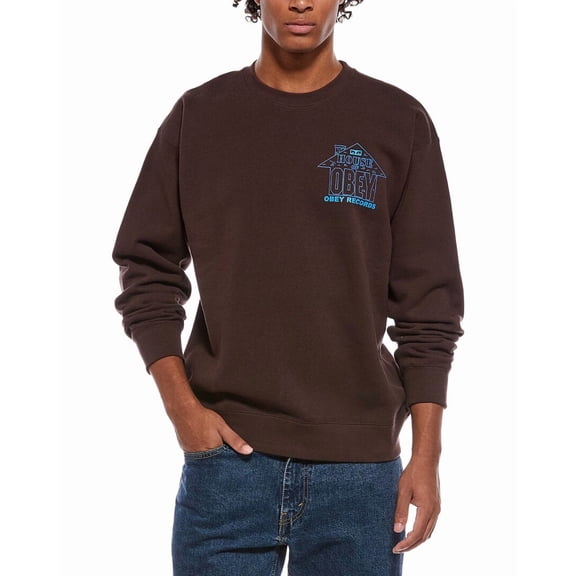 Obey mens Crewneck Sweatshirt, m, Brown