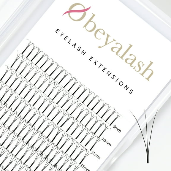 Obeyalash 3D Premade Fans Eyelash Extensions 0.10mm long Stem Premade Lash Extensions D Curl mix 15-20mm Pointed Base Pre Fanned Volume Lash Extensions