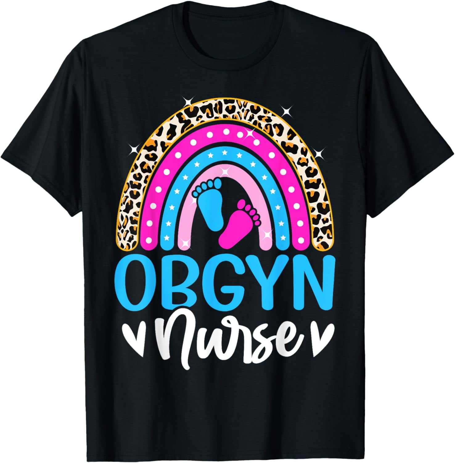 Obgyn Nurse Leopard Rainbow Obstetrician and Gynecologist T-Shirt ...
