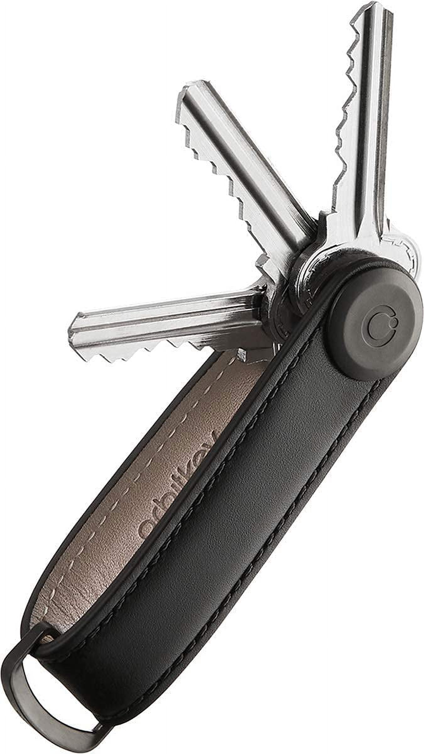 Orbitkey Leather Keychain Organizer - Black, Holds 7 Keys (4.7")