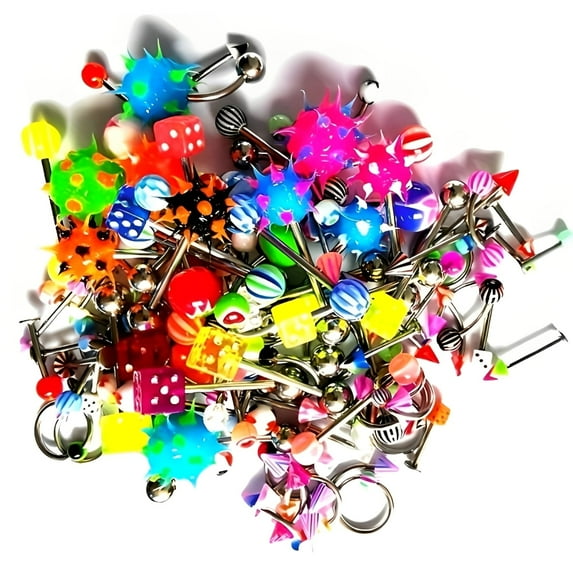 Obkcjja 110PCS Body Jewelry Piercing, Stainless Steel Eyebrow Navel Belly Tongue Lip Bar Ring