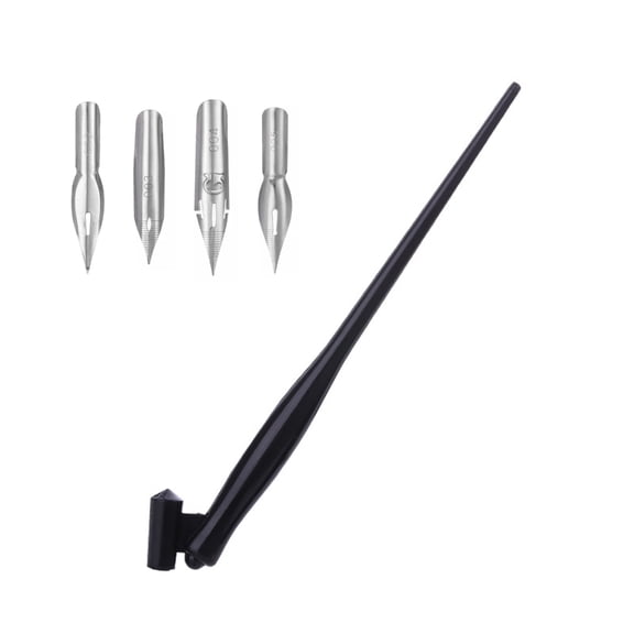 Oblique Dip Pen Set with 4 Pen Tip Dip Pen Holder with Adjustable Metal Flange