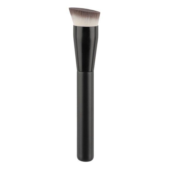 Oblique Flat Top Brush Contouring Tool Synthetic Fiber Aluminum Handle No Streaks