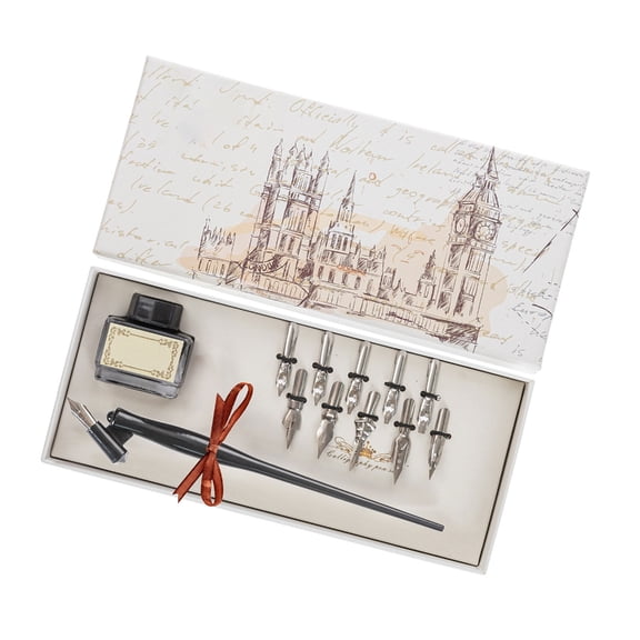 Oblique Pen Nib Holder with Nibs Dip Pen Holder English Calligraphy Pen Holder