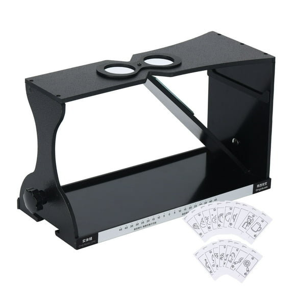 Oblique Stereoscope Cheiroscopes, Amblyopia Trainer Tester Tool, Double Black Column Visual Training Device with Training Cards, ABS Material