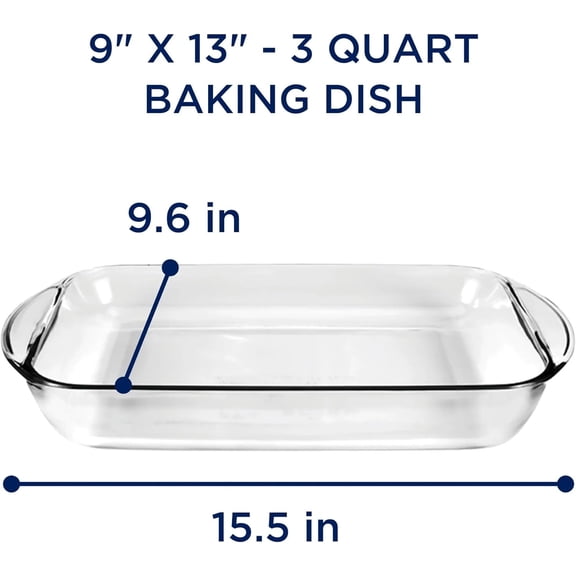 Oblong Glass Baking Dish, Oven Safe and Dishwasher Safe Roasting Pan for Lasagna, Brownies, and Casseroles, Versatile Kitchen Cookware for Family Meals