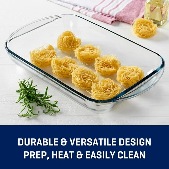 Oblong Glass Baking Dish Oven Safe - Non-Stick Rectangular Cake Pan for Lasagna Brownies Roasting, Dishwasher Safe Baking Pan, Durable Glass Bakeware for Home Kitchen Baking & Cooking, 16*10in, Clear