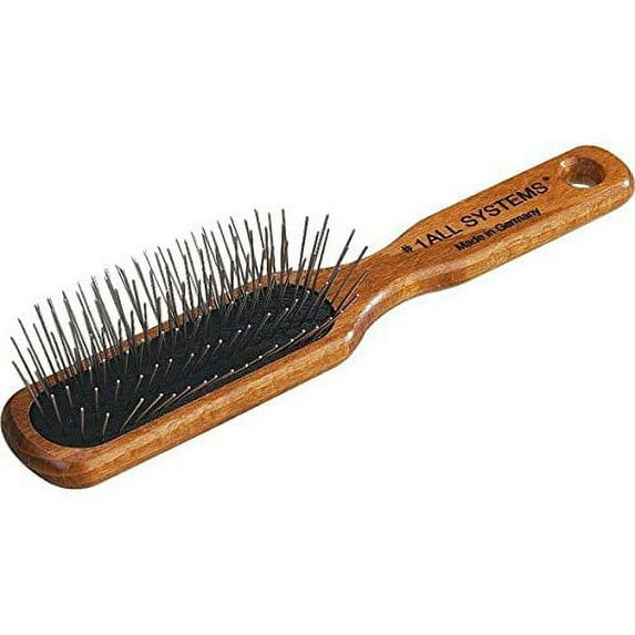 Oblong Professional Dog Grooming Stainless Steel Pin Brush Wood Handle 8" Long