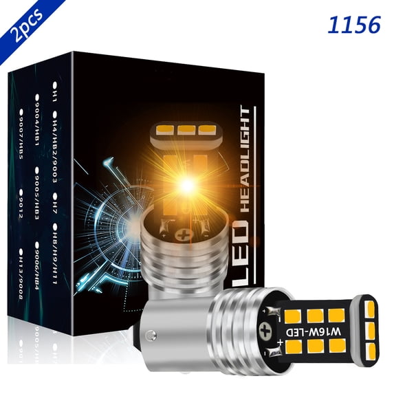 Obndvu 1156 LED Turn Signal Lamp Bulb 15SMD Yellow Super Bright 2pcs