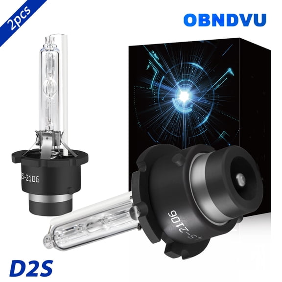 Obndvu D2S Xenon HID Headlight Bulbs Conversion Kit High/Low Beam 6000K Cool White 2pcs