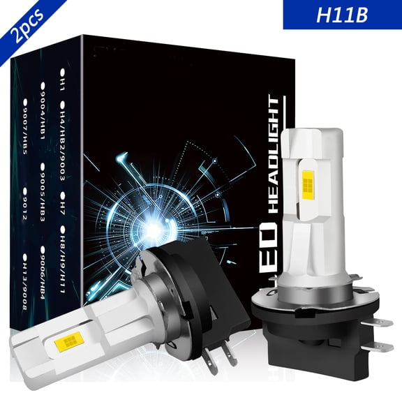 Obndvu H11B Low Beam LED Headlight Bulbs for Hyundai Veloster With Projector 2012-2017 White 2pcs