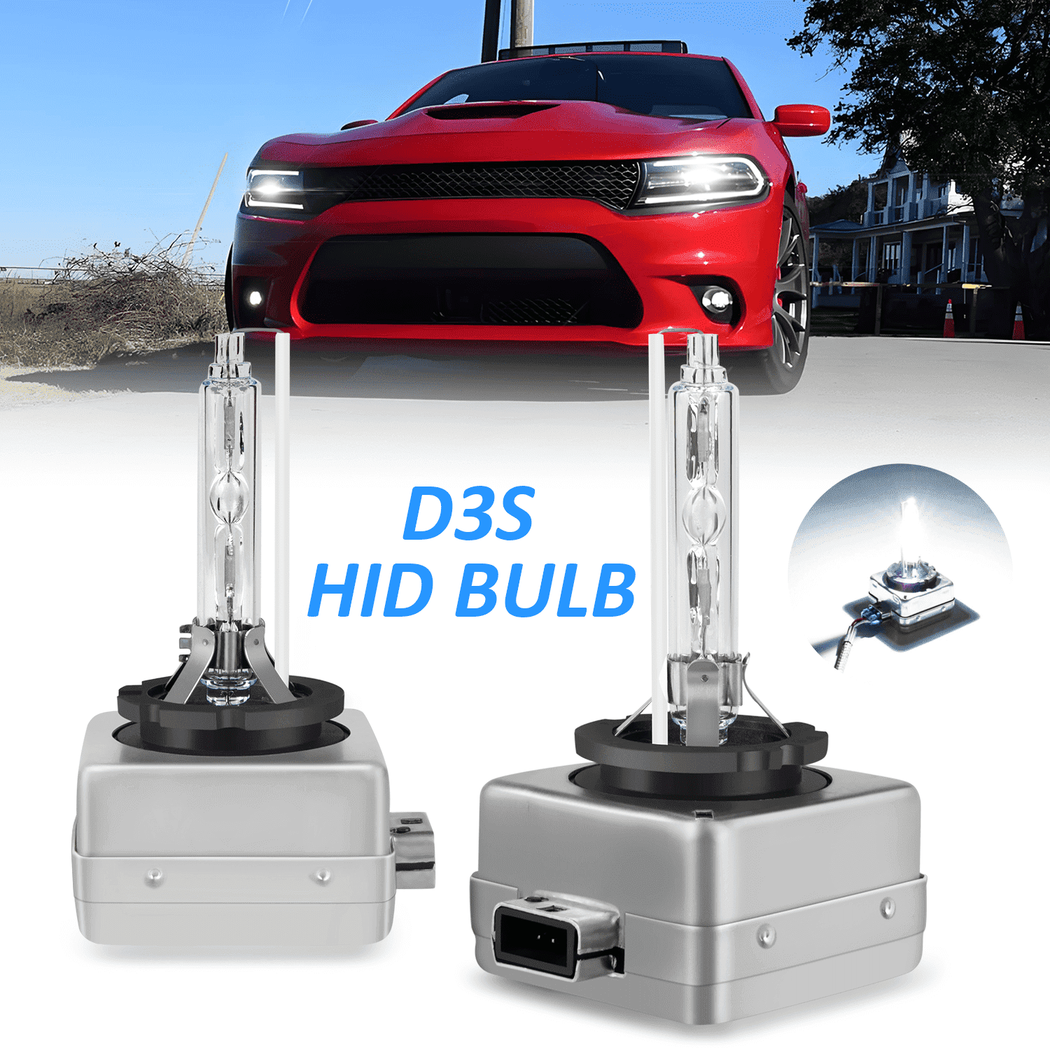 Obndvu for Dodge Charger 2015-2020 HID Headlight Xenon Bulbs D3S High&Low Light 2pcs