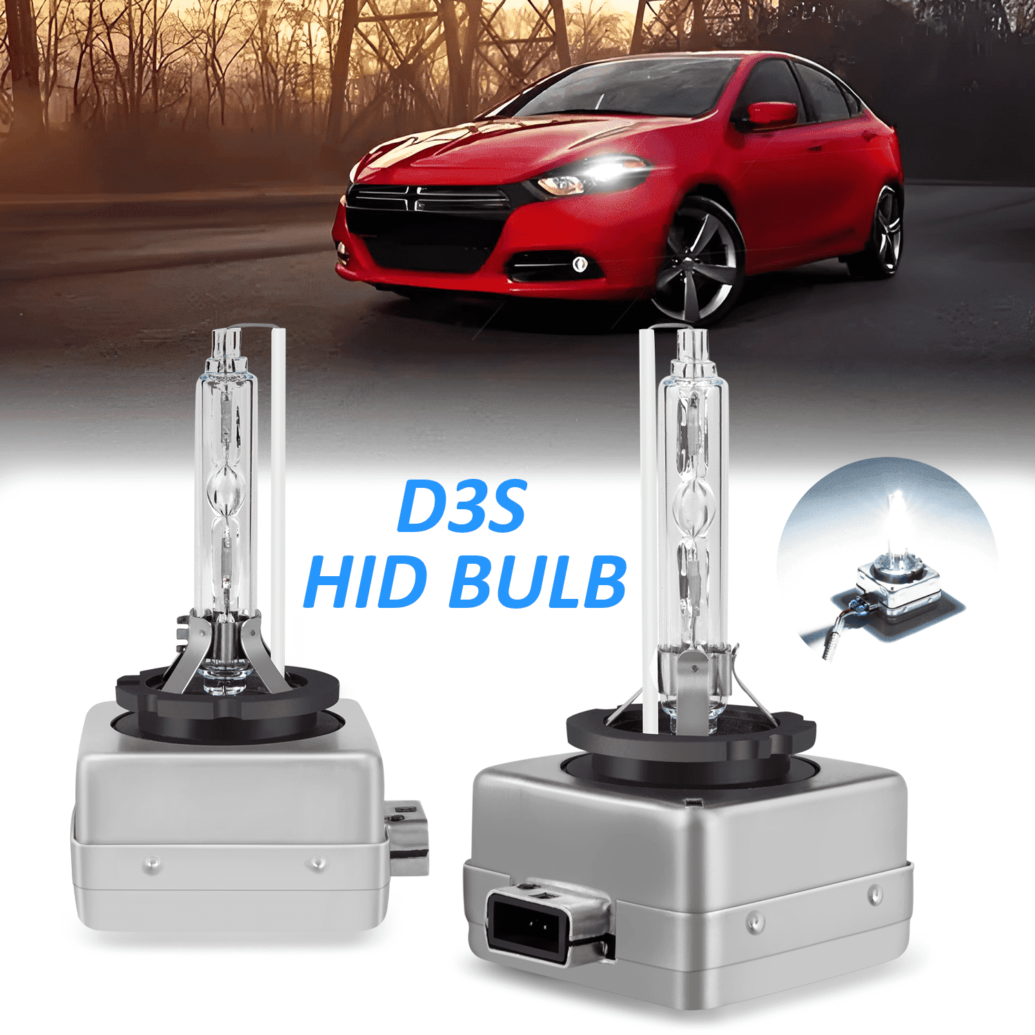 Obndvu for Dodge Dart 2013-2016 HID Headlight Xenon Bulbs High&Low Light 2pcs