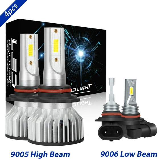 Obndvu for Honda Accord 1992-2007 LED Headlight Bulbs Kit 9005 High+9006 Low Beam 6000K White 4x