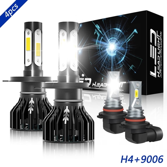 Obndvu for Toyota Tacoma 2005-2011 LED Headlight H4 High/Low+9006 Fog Light Bulbs Kit