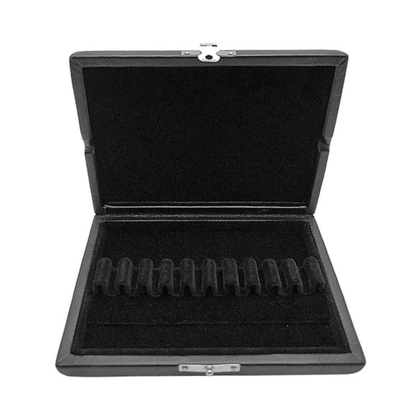 Oboe Reed Case for 10 Reeds, Quality Wood and PU Leather, Dual-Layer Storage with Metal Hinge, Compact, Breathable Design, Ideal for Musicians On-the-Go