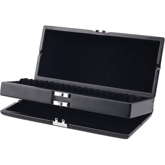 Oboe Reed Case Black Genuine Leather 2 Layers Reed Case for 40 Oboe Reeds Protect Against Moisture