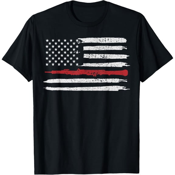 Oboe USA Flag 4th Of July Music School Teacher Gift Vintage T-Shirt