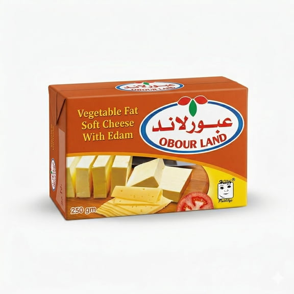 Obour Land Vegetable Fat Soft Cheese with Flamank (Edam) Flavor, 250g, Creamy Spreadable Texture, Rich Savory Taste