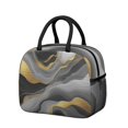 thumbnail image 1 of Obrewu Black White and Gold Marble Lunch Bag for Adult, Insulated, Leakproof, Oxford Cloth, 1 of 7