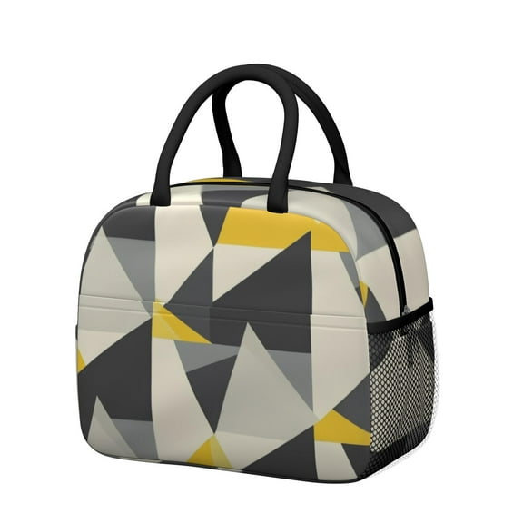 Obrewu Modern Art Geometric Lunch Bag for Adult, Insulated, Leakproof, Oxford Cloth