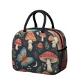 thumbnail image 1 of Obrewu Mushroom Butterfly Pattern Lunch Bag for Adult, Insulated, Leakproof, Oxford Cloth, 1 of 7