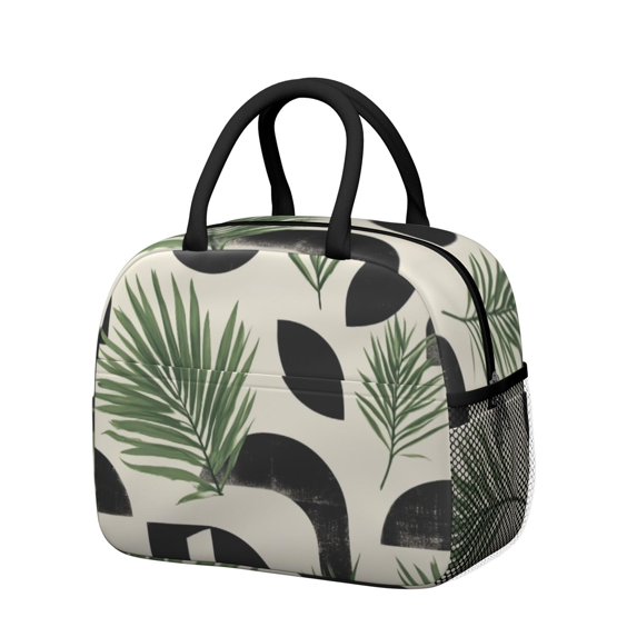 Obrewu Palm Leaves Abstract Art Lunch Bag for Adult, Insulated, Leakproof, Oxford Cloth