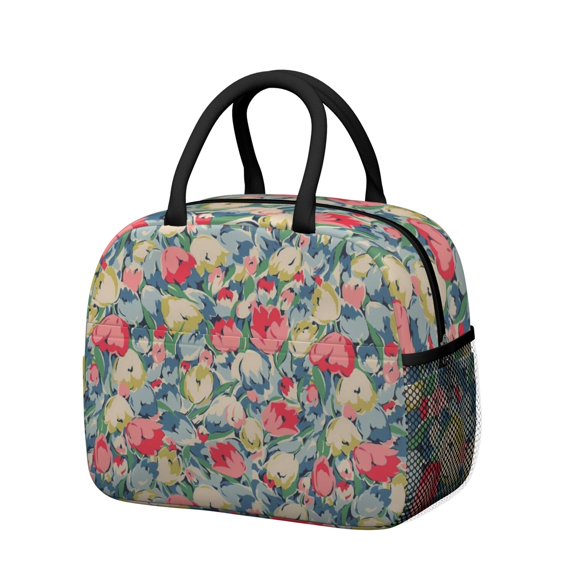 Obrewu Pioneer Flower Lunch Bag for Adult, Insulated, Leakproof, Oxford Cloth