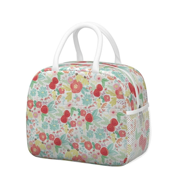 Obrewu Pioneer Flower Lunch Bag for Adult, Insulated, Leakproof, Oxford Cloth