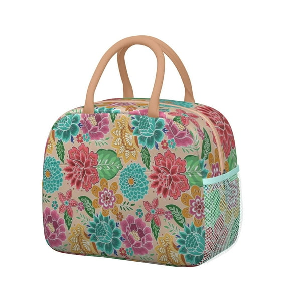 Obrewu Pioneer Flower Lunch Bag for Adult, Insulated, Leakproof, Oxford Cloth