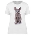 thumbnail image 1 of Observant Russian Blue Kitten T-Shirt Women -Image by Shutterstock, Female Medium, 1 of 2