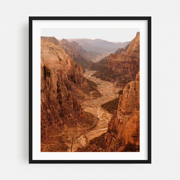 Observation Point - Utah Photography Landscape Desert Nature Mountain Travel Poster Autumn Black Framed Wall Art Print 12 x 16 inches