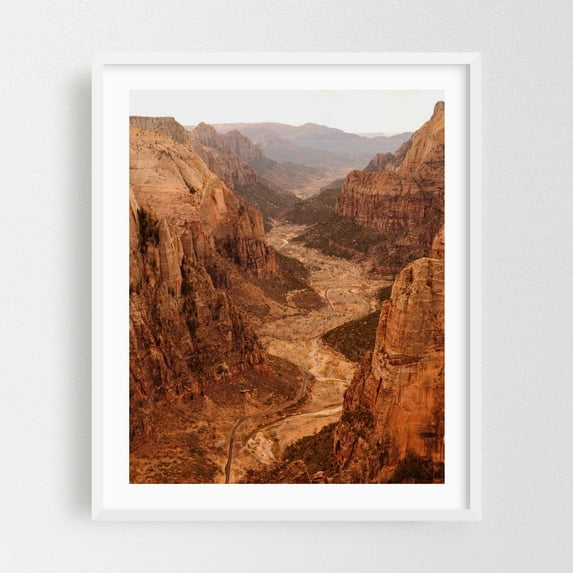 Observation Point - Utah Photography Landscape Desert Nature Mountain Travel Poster Autumn White Framed Wall Art Print 18 x 24 inches