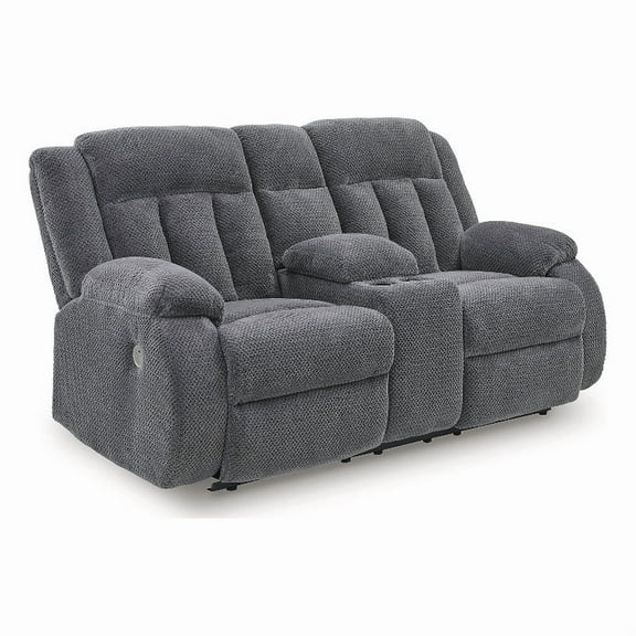 Signature Design by Ashley Free Wake Gray Power Reclining Loveseat with Console