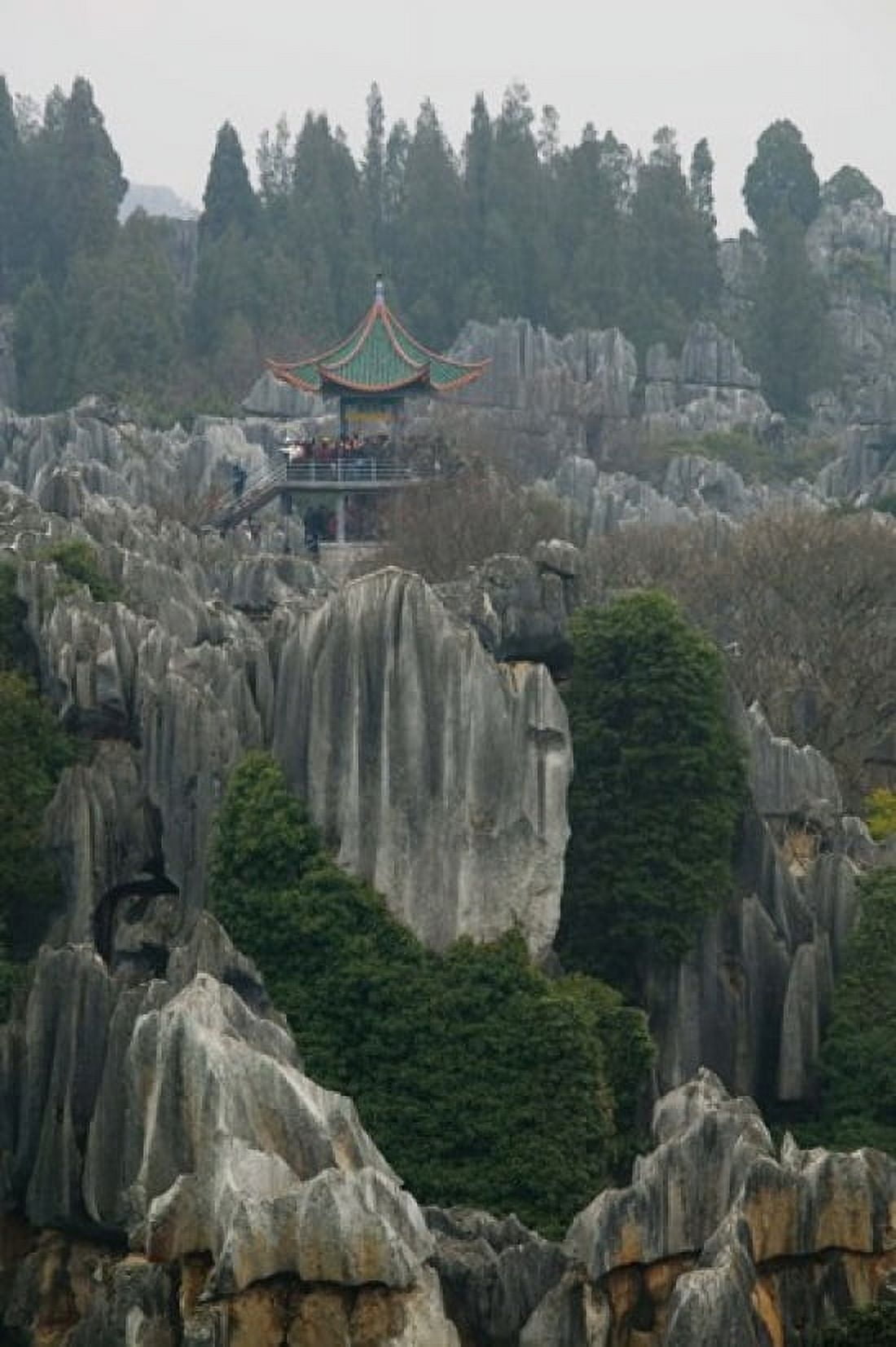 Observation tower on limestone formations The Stone Forest Shilin Kunming Yunnan Province China Canvas Art - Panoramic Images (24 x 36)