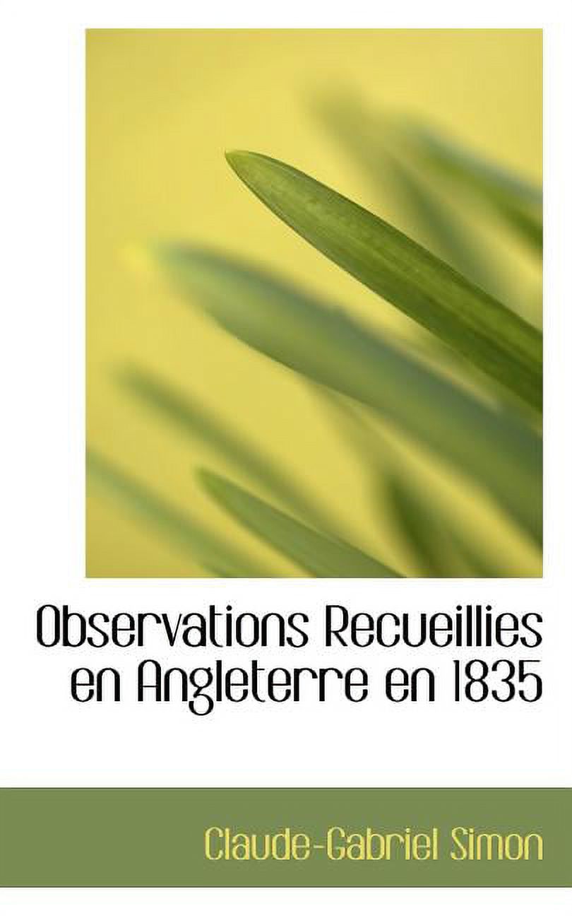 Observations Recueillies En Angleterre En 1835 Paperback