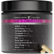 Formulation Factory She s Obsessed Supplement for Women, 10-in-1 Hormonal Balance with Shilajit & Primrose Oil, 120 Capsules, 2-Month Supply