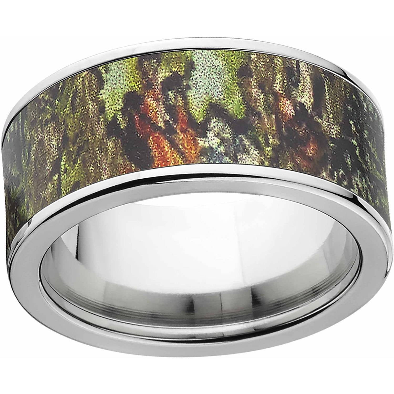 Obsession Men's Camo 10mm Stainless Steel Band with Polished Edges and Deluxe Comfort Fit