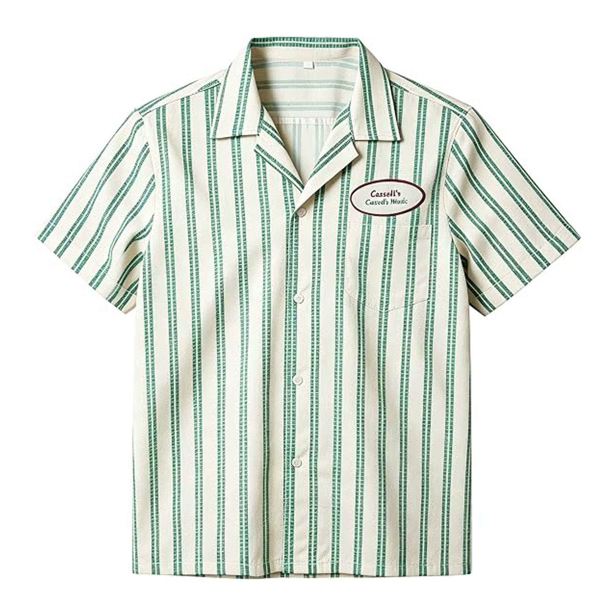 17 Sign Striped Obsession Movie Bear Cassell's Work Shirt ,Green White Striped Camp ...