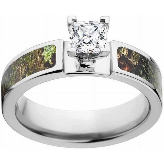 Obsession Women's Camo Engagement Ring Cobalt and 14kt White Gold with Polished Edges and Deluxe Comfort Fit
