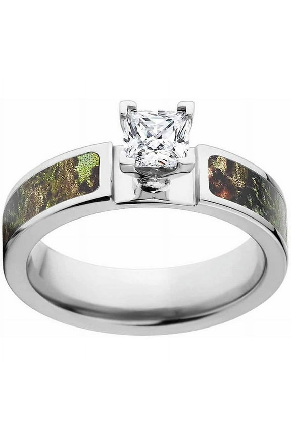Obsession Women's Camo Engagement Ring Cobalt and 14kt White Gold with Polished Edges and Deluxe Comfort Fit