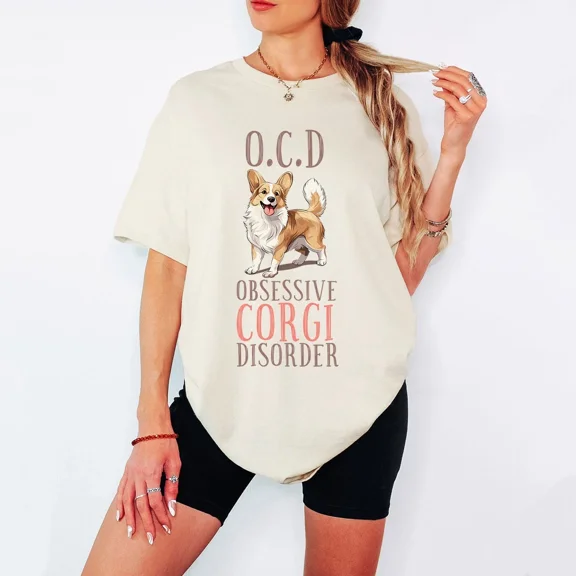 Obsessive Corgi Disorder Womens T-Shirt Dog Breed Tee, Vintage T-Shirt - All Sizes S-5Xl, Gategoo