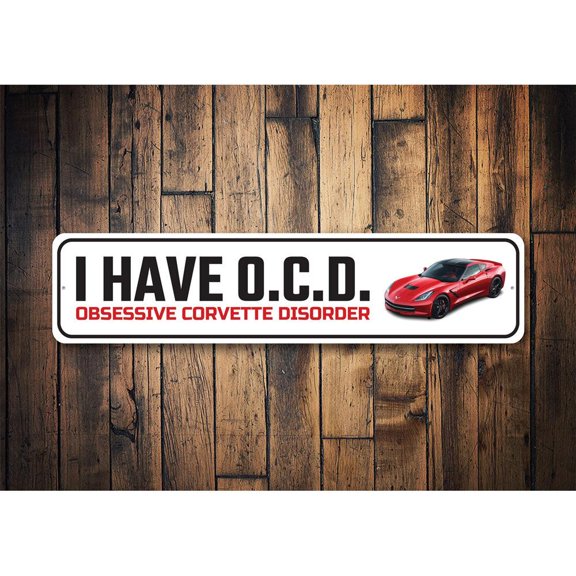 Obsessive Corvette Disorder Novelty Decor, Metal Wall Sign - 4x18 Inches