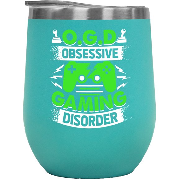 Obsessive Gaming Disorder, Gamer, Mint 12oz Wine Tumbler