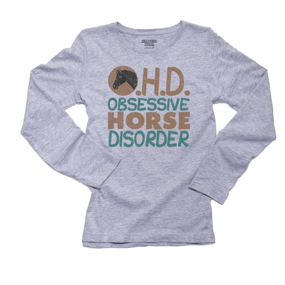Obsessive Horse Disorder OHD Equestrian Love Women's Long Sleeve Grey T-Shirt