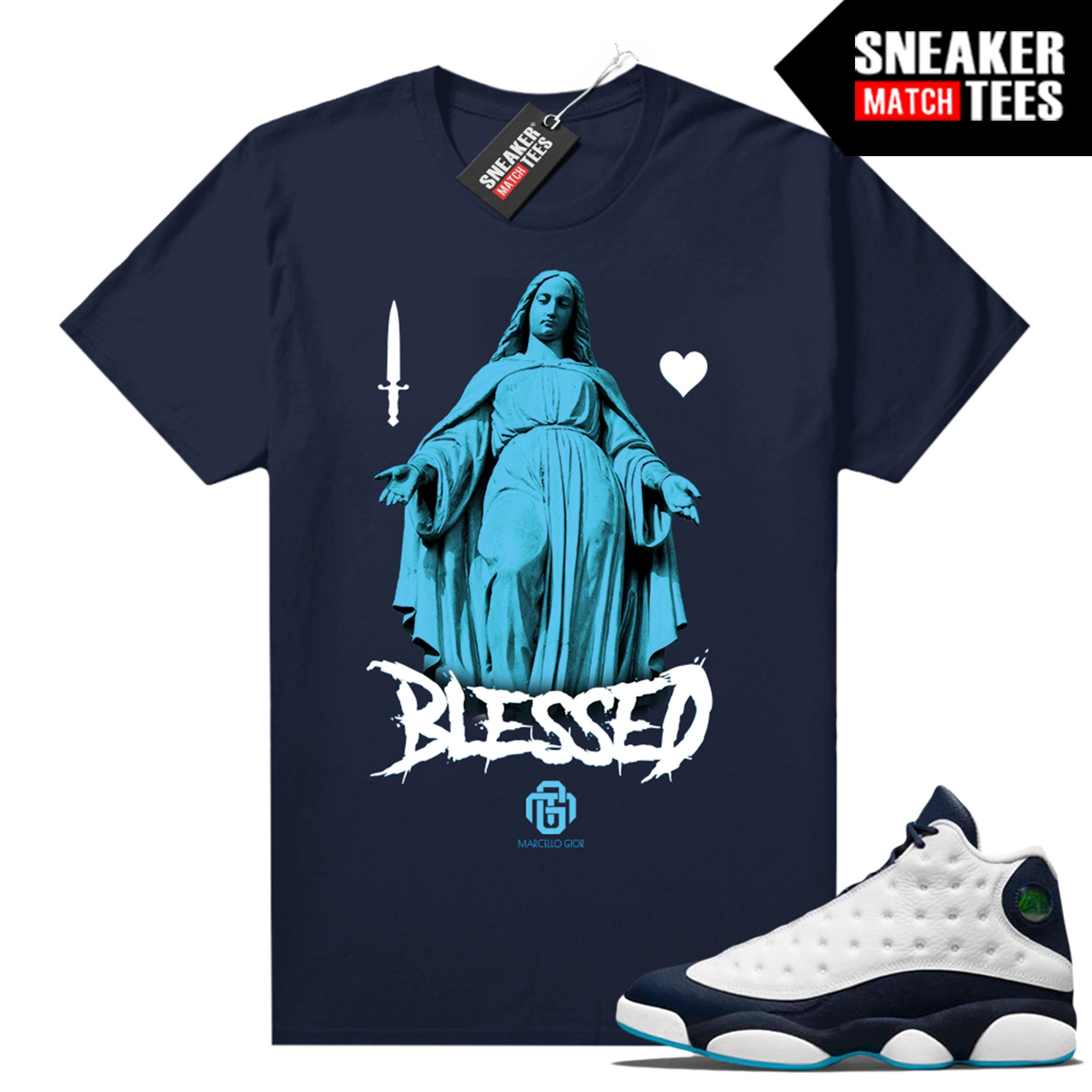 Obsidian 13 shirts to match Sneaker Match Tees Navy Marcello Gior