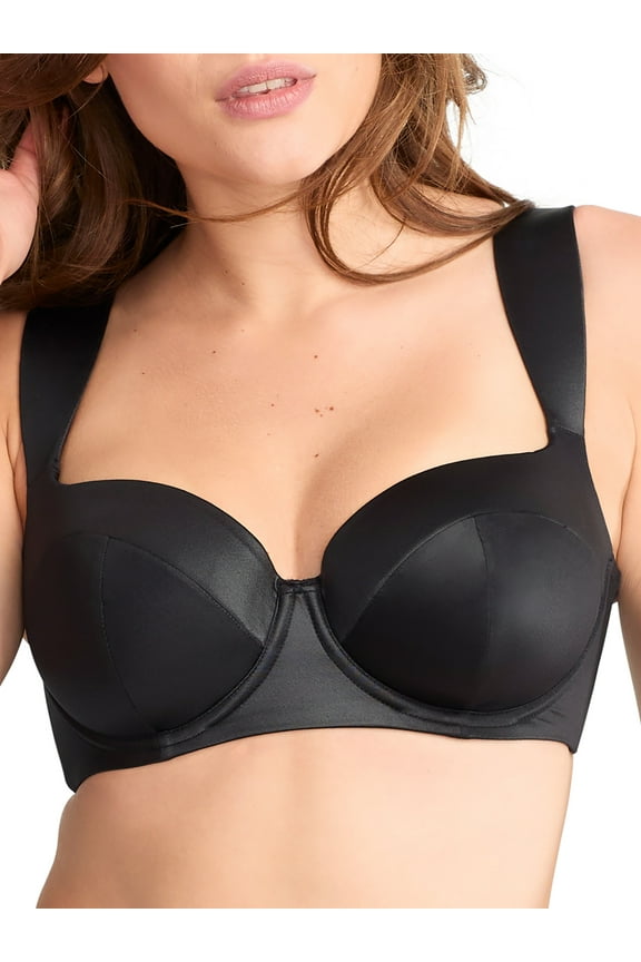 BLACK Obsidian Bette Balcony Bikini Swim Top, US 36L, UK 36HH