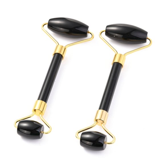 Obsidian Brass Face Massager Facial Rollers Golden 142~150x54~58x19~22mm